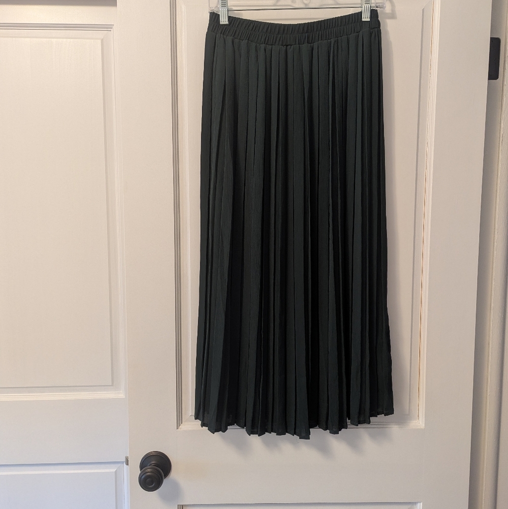NWT Elegant Dark Green Pleated Skirt Size Small.